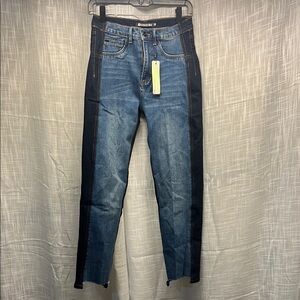 Tractr Blue Skinny Jeans with Distressed Hem